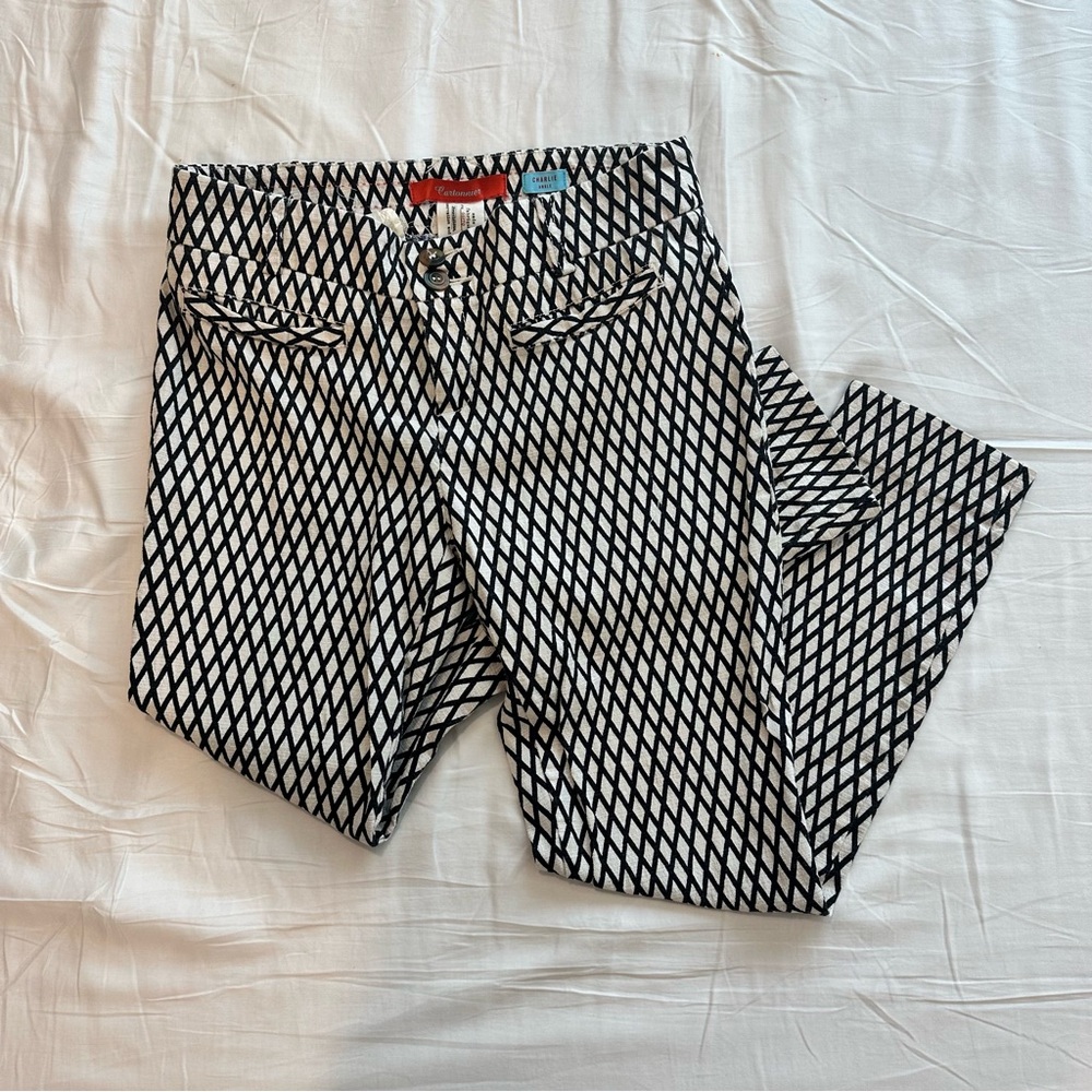 Cartonnier/Anthropologie Black and White Geometric Pattern Ankle Pants size 2